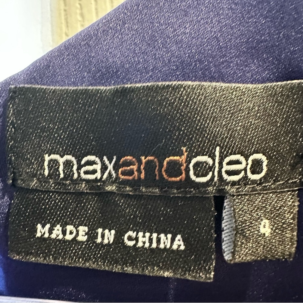 Max & Cleo Blue Halter Cocktail Gown - Picture 7 of 9